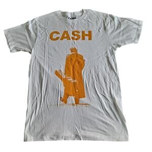 Cash Orange Logo Graphic Print Tee Short Sleeve T-Shirt Top White Size L NWOT